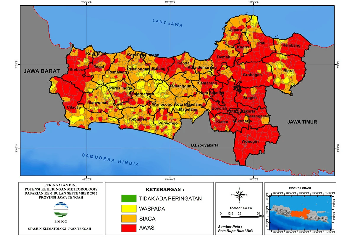 Badan Meteorologi, Klimatologi, dan Geofisika: Prakiraan Cuaca Jawa Tengah dan Cirebon