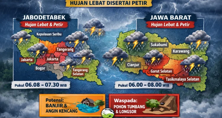 BMKG Prakirakan Hujan Lebat Hingga Petir Landa Sejumlah Wilayah di Indonesia