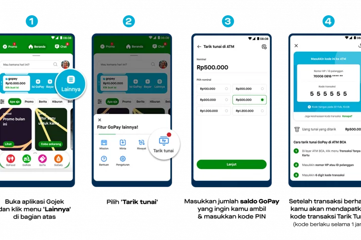 GoPay Menghadirkan Fitur Tarik Tunai di ATM BCA, Berikut Cara Menggunakannya