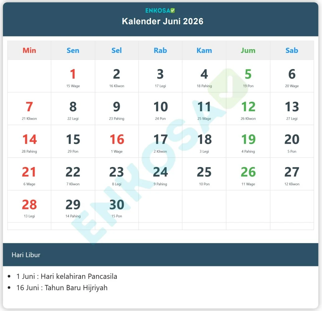 Apakah Tanggal 1 Juni 2026 Merupakan Tanggal Merah? Berikut Penjelasannya