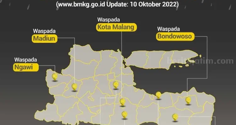 Cuaca Jawa Timur: BMKG Juanda Ramalkan Hujan Ringan di Tiga Daerah