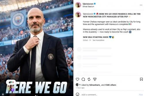 Enzo Maresca Resmi Ditunjuk Sebagai Pelatih Baru Manchester City