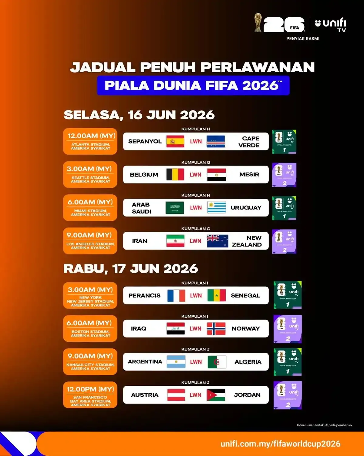 Piala Dunia 2026: Jadwal Siaran Langsung dan Link Live Streaming