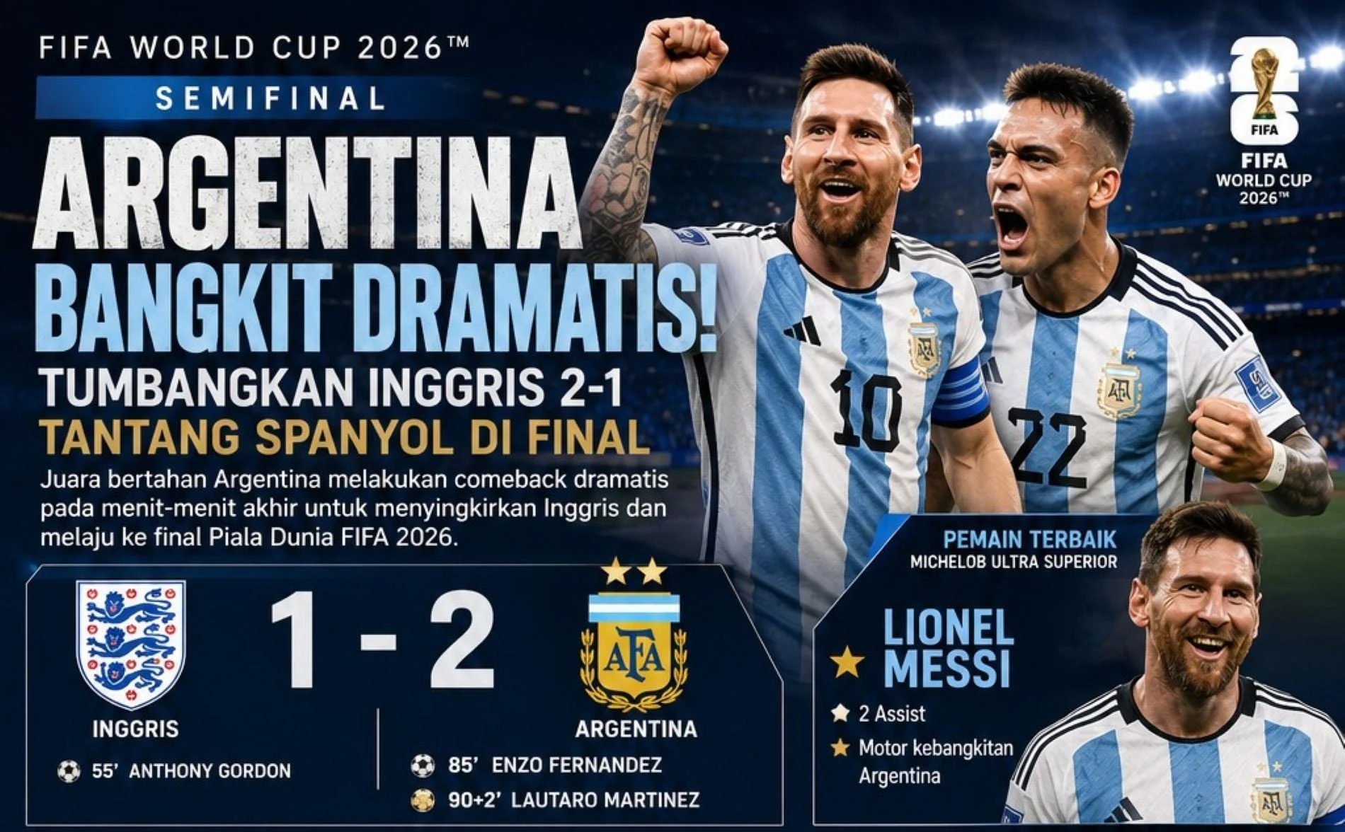 Argentina Siap Hadapi Spanyol di Final Piala Dunia 2026