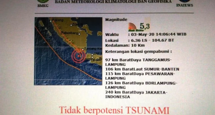 Gempa Bumi Tektonik di Selat Sunda, BMKG: Tidak Berpotensi Tsunami