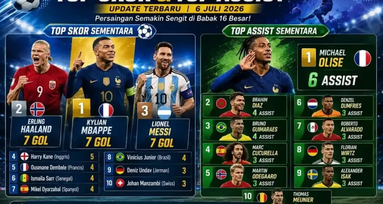 Perebutan Sepatu Emas Piala Dunia 2026 Memanas, Haaland Samai Messi dan Mbappe