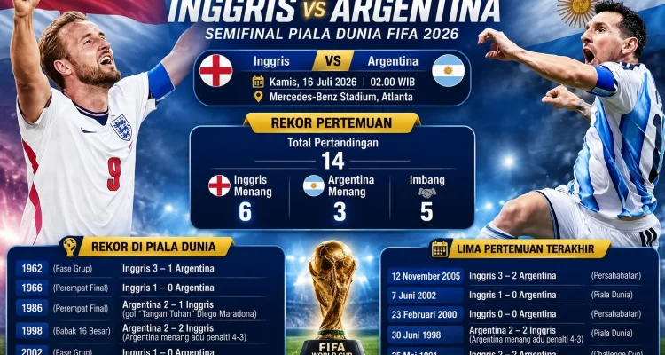 Pertandingan Sengit England vs Argentina di Semifinal Piala Dunia 2026
