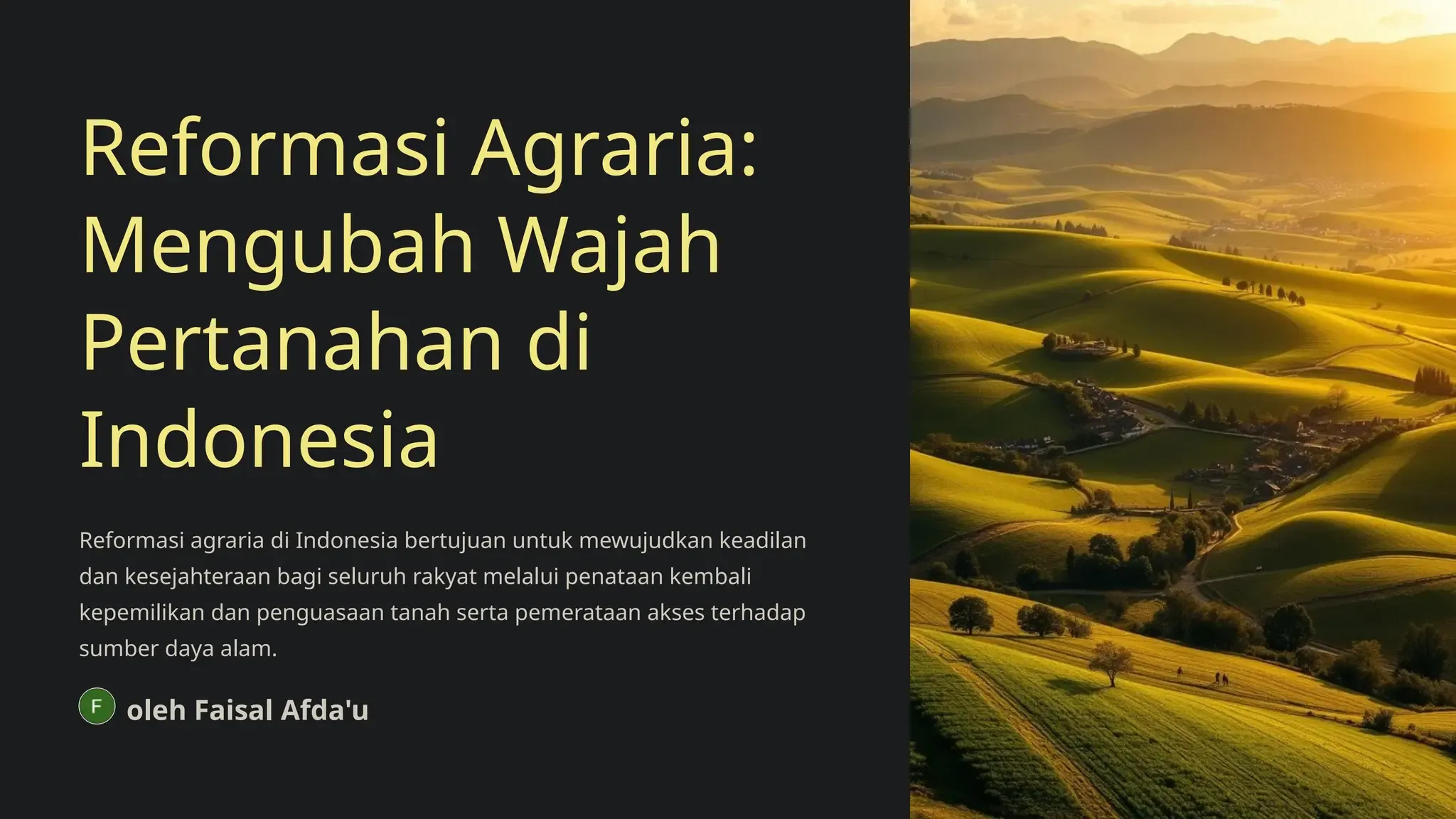 Reformasi Tata Kelola Agraria dan Pertanahan di Indonesia: Mewujudkan Keadilan Sosial dan Pembangunan Berkelanjutan