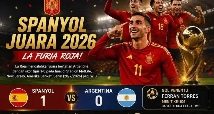 Spanyol Juara Piala Dunia 2026, Mengalahkan Argentina dengan Skor 1-0