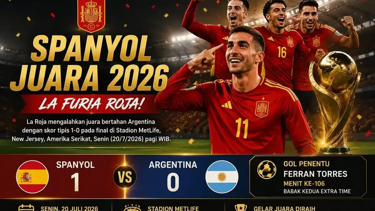 Spanyol Juara Piala Dunia 2026, Mengalahkan Argentina dengan Skor 1-0