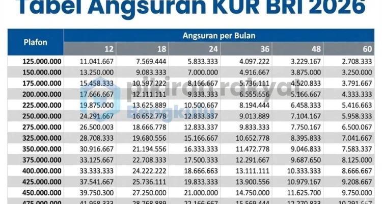 Tabel Pinjaman KUR BRI Juli 2026: Cara Daftar dan Simulasi Angsuran