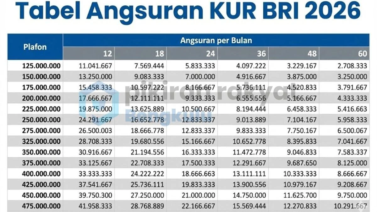 Tabel Pinjaman KUR BRI Juli 2026: Cara Daftar dan Simulasi Angsuran