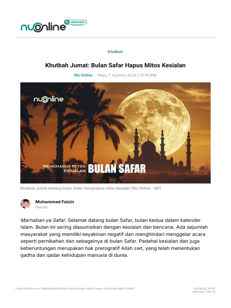 Waktu Sholat dan Kesialan di Bulan Safar: Mitos atau Fakta?
